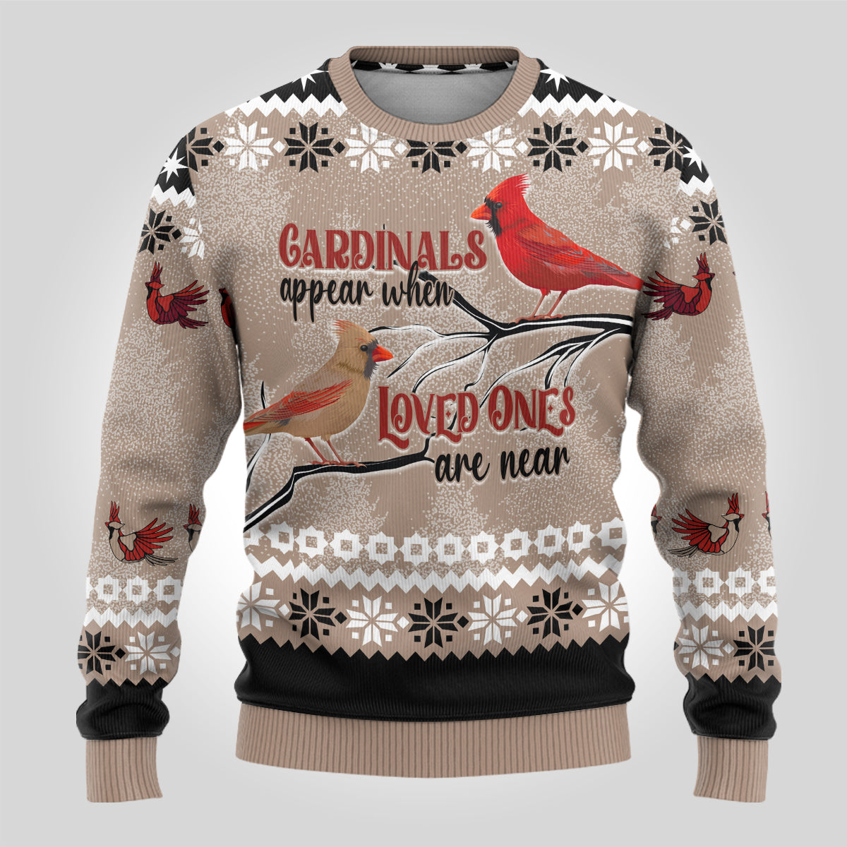 Chrismas Cardinal Birds Ugly Christmas Sweater Cardinals Appear When Loved Ones Are Near - Wonder Print Shop