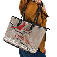 Christmas Cardinal Birds Leather Tote Bag Cardinals Appear When Loved Ones Are Near - Wonder Print Shop