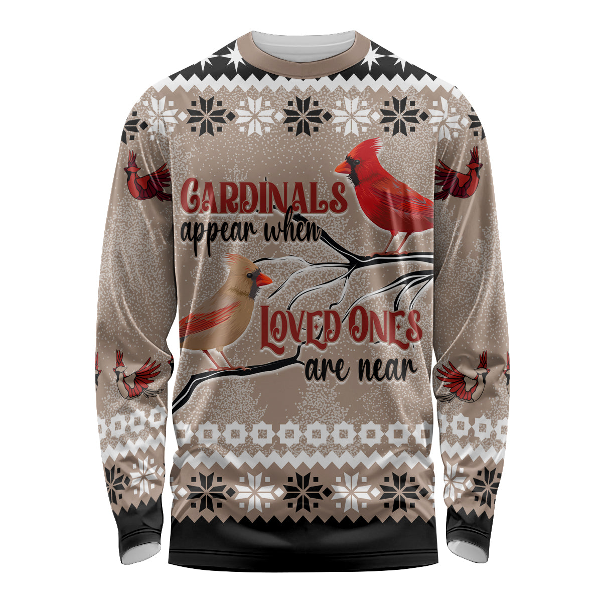 Chrismas Cardinal Birds Long Sleeve Shirt Cardinals Appear When Loved Ones Are Near - Wonder Print Shop