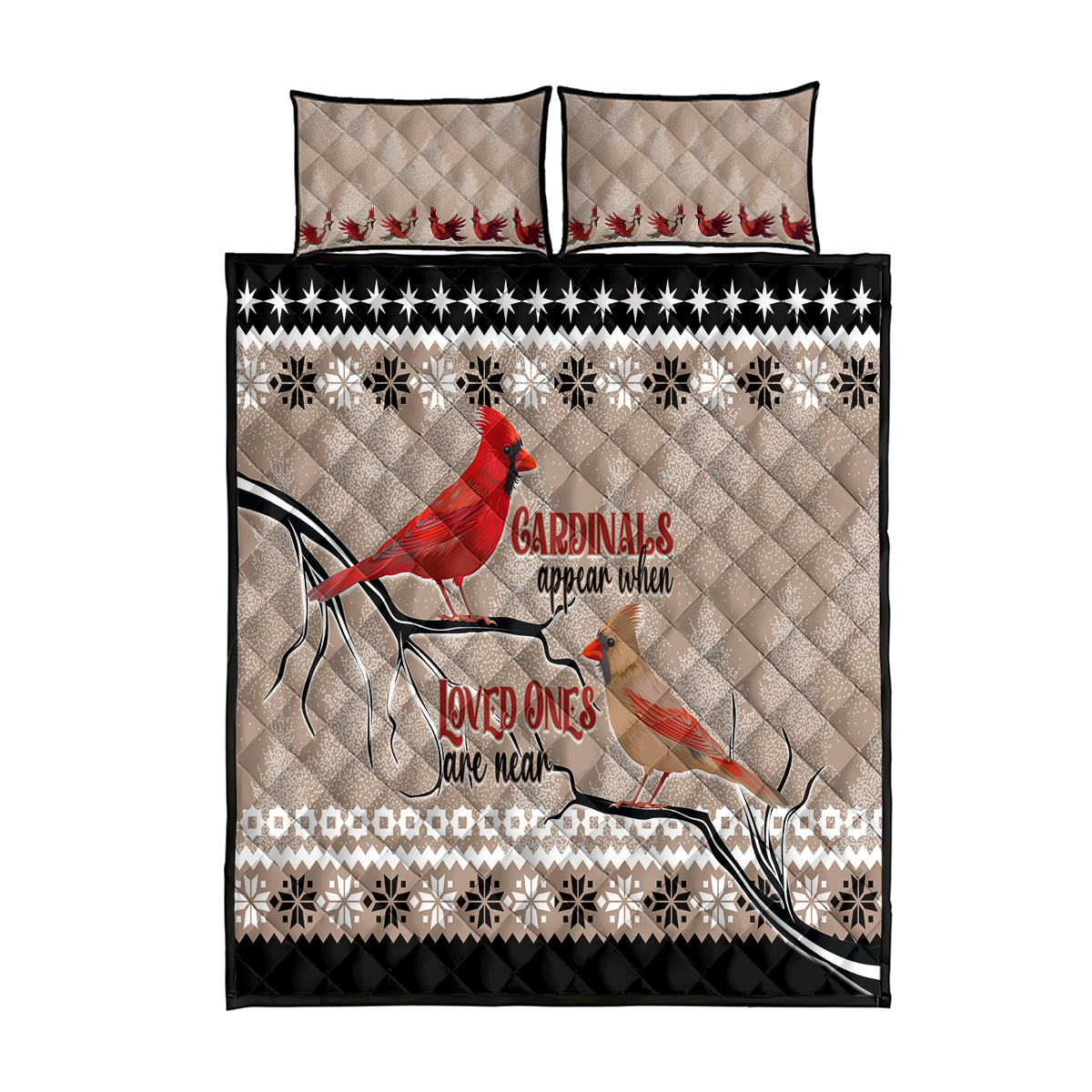 Chrismas Cardinal Birds Quilt Bed Set Cardinals Appear When Loved Ones Are Near - Wonder Print Shop