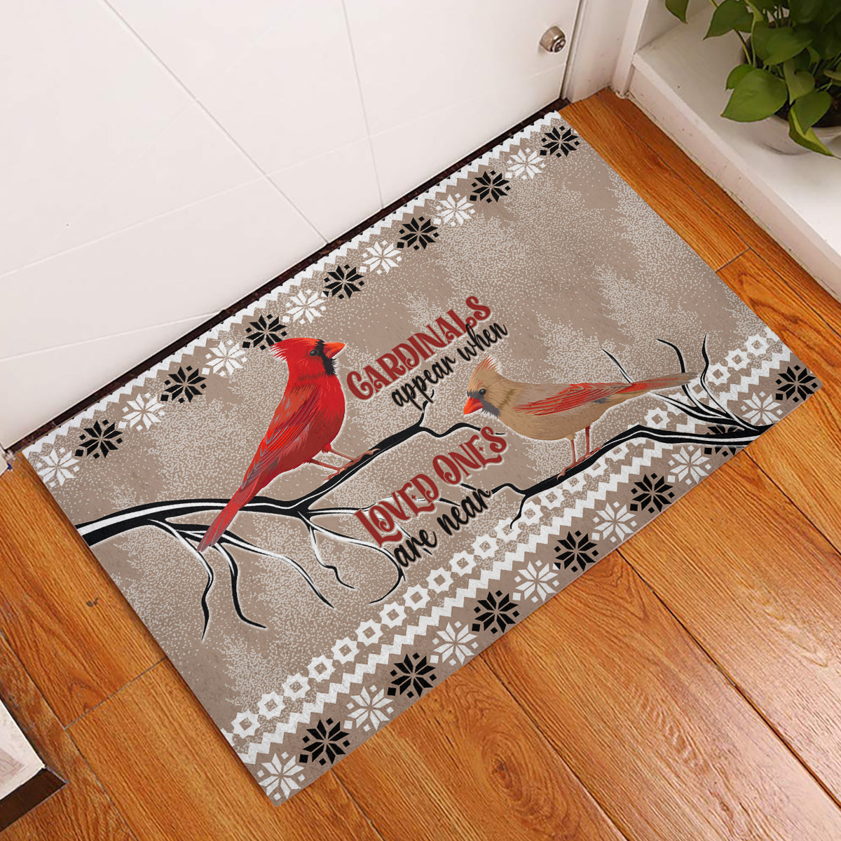 Chrismas Cardinal Birds Rubber Doormat Cardinals Appear When Loved Ones Are Near - Wonder Print Shop