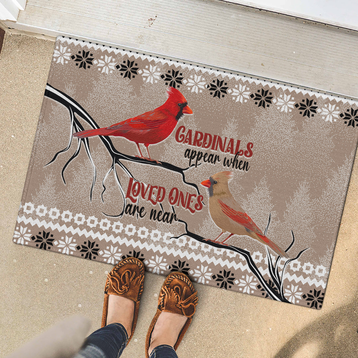 Chrismas Cardinal Birds Rubber Doormat Cardinals Appear When Loved Ones Are Near - Wonder Print Shop