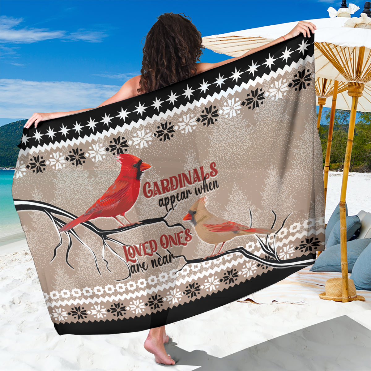 Chrismas Cardinal Birds Sarong Cardinals Appear When Loved Ones Are Near - Wonder Print Shop
