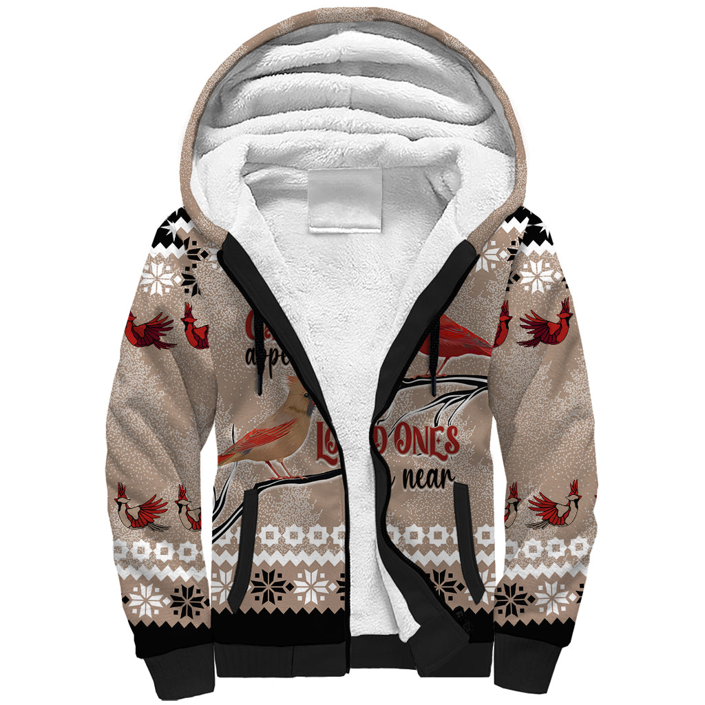 Chrismas Cardinal Birds Sherpa Hoodie Cardinals Appear When Loved Ones Are Near - Wonder Print Shop