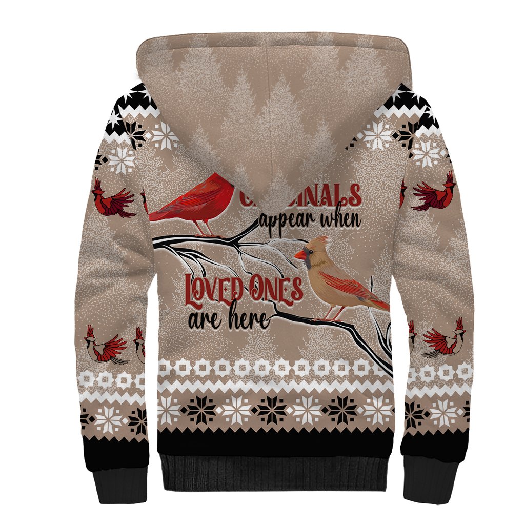 Chrismas Cardinal Birds Sherpa Hoodie Cardinals Appear When Loved Ones Are Near - Wonder Print Shop