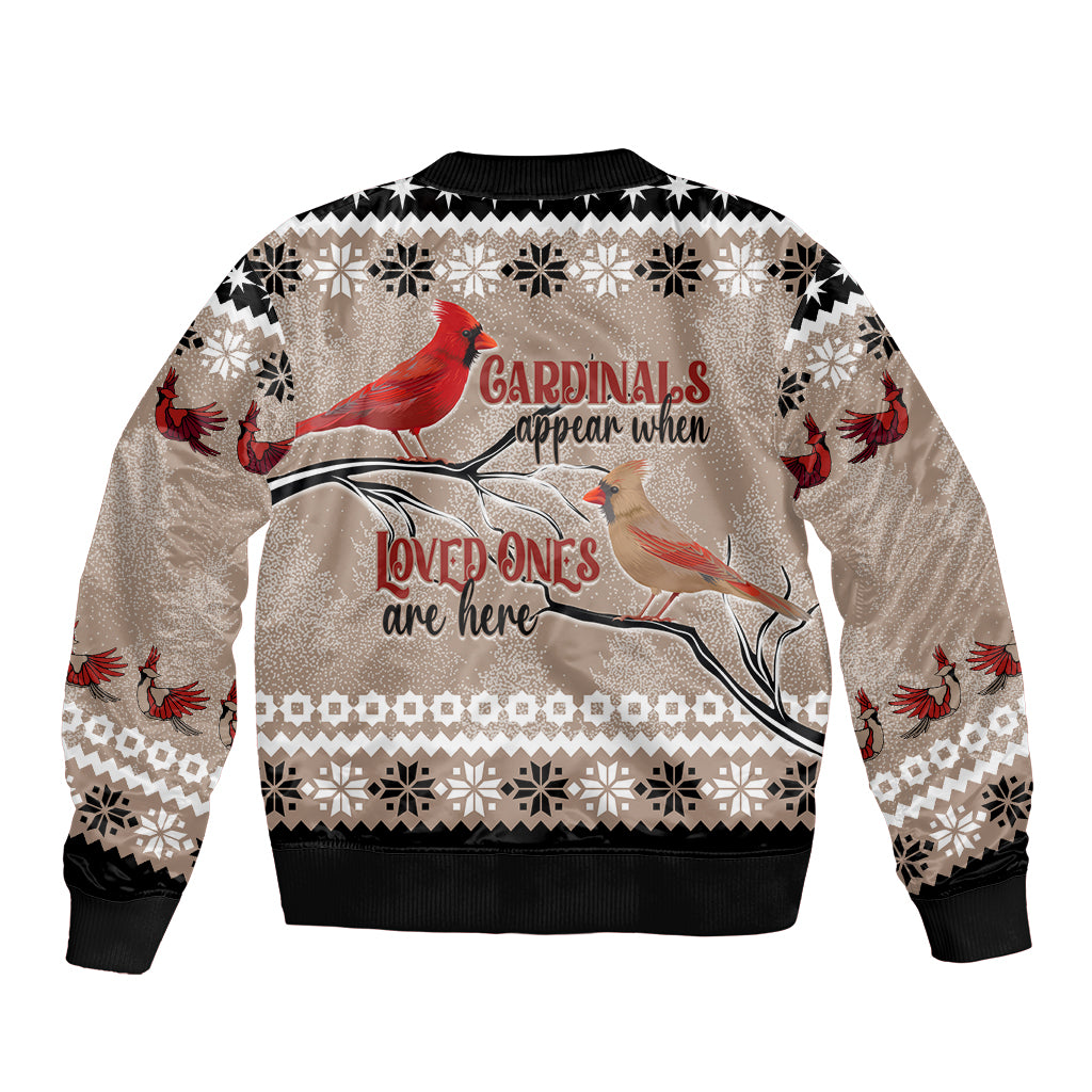 Chrismas Cardinal Birds Sleeve Zip Bomber Jacket Cardinals Appear When Loved Ones Are Near - Wonder Print Shop