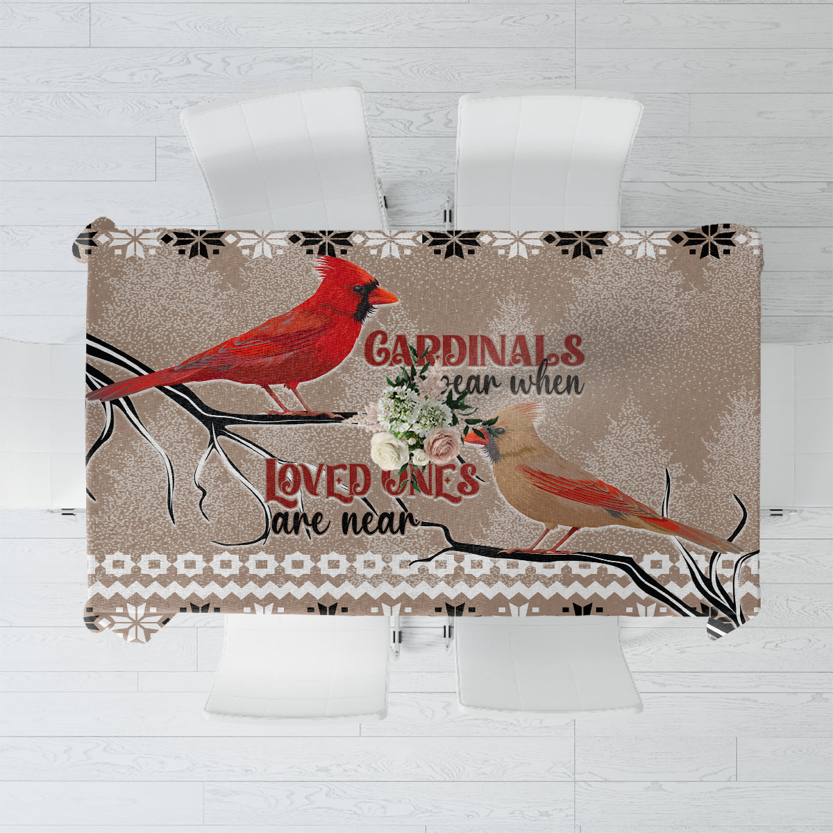 Chrismas Cardinal Birds Tablecloth Cardinals Appear When Loved Ones Are Near - Wonder Print Shop