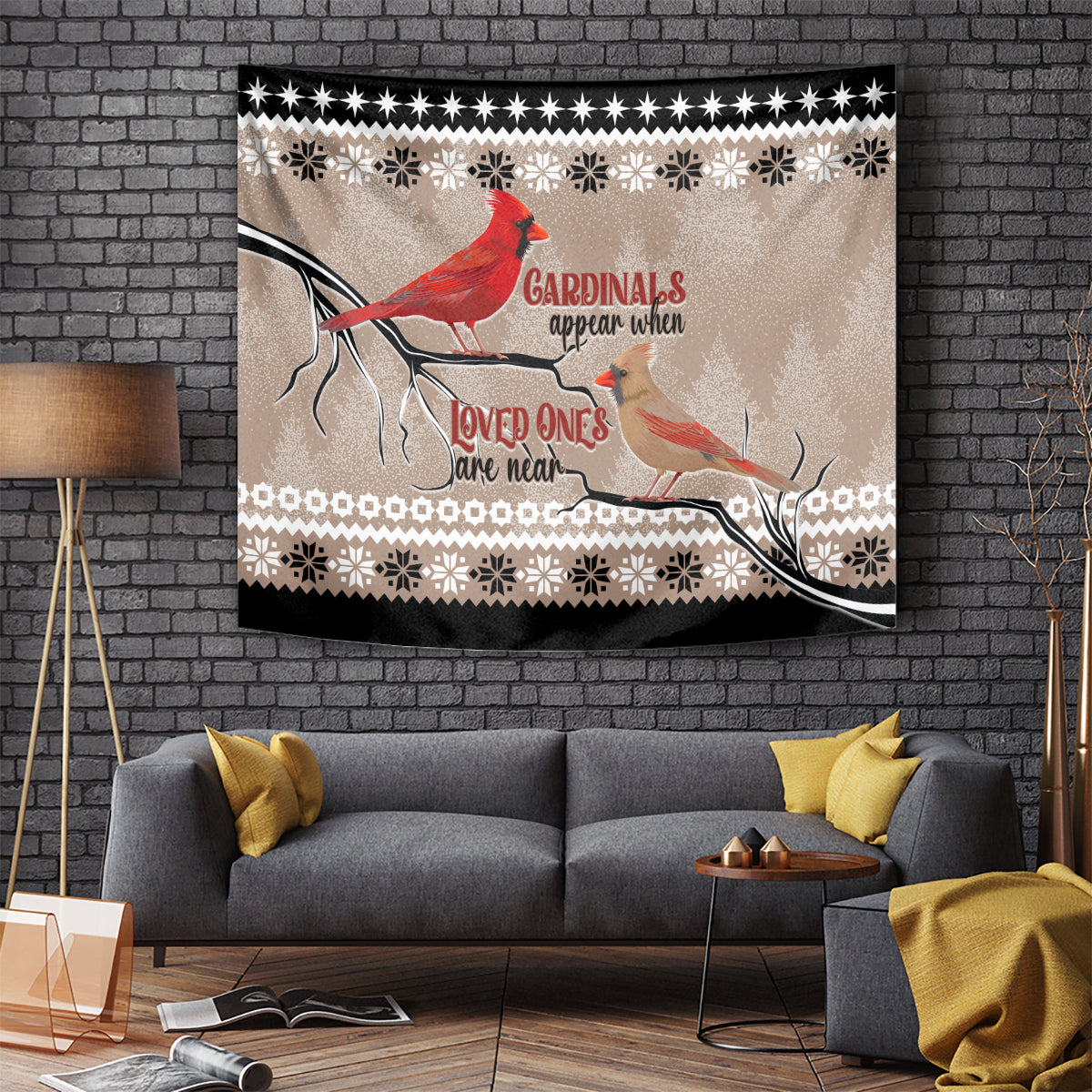 Chrismas Cardinal Birds Tapestry Cardinals Appear When Loved Ones Are Near - Wonder Print Shop