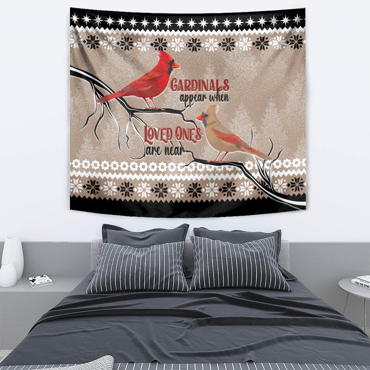Chrismas Cardinal Birds Tapestry Cardinals Appear When Loved Ones Are Near - Wonder Print Shop