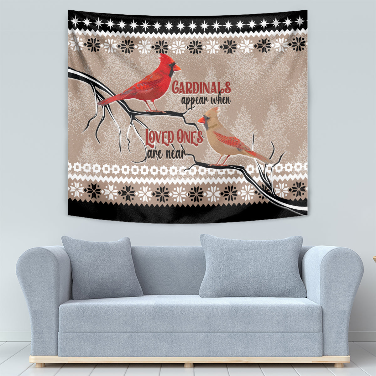 Chrismas Cardinal Birds Tapestry Cardinals Appear When Loved Ones Are Near - Wonder Print Shop