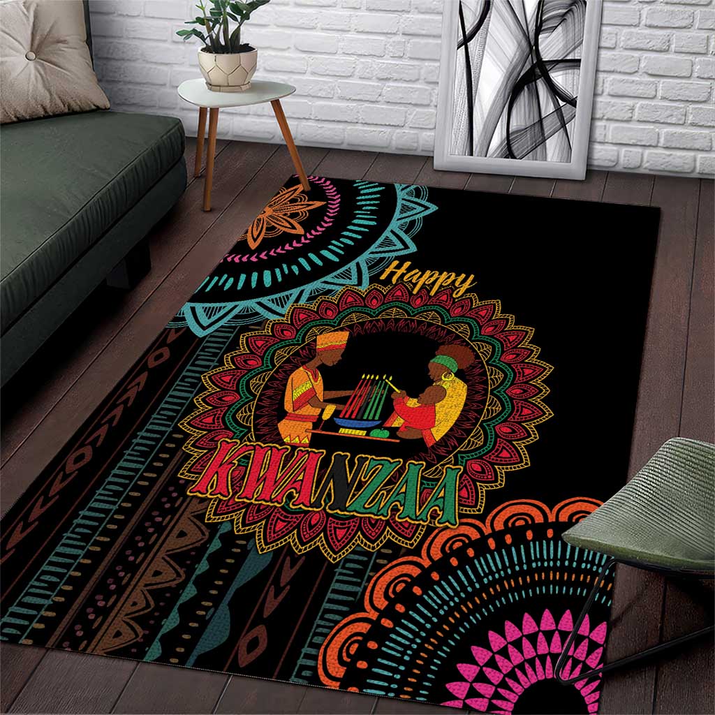 Happy Kwanzaa African Area Rug Mandala Mix Nguzo Saba LT7 - Wonder Print Shop