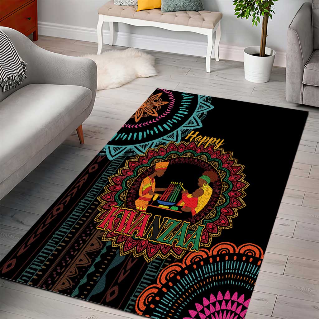 Happy Kwanzaa African Area Rug Mandala Mix Nguzo Saba LT7 - Wonder Print Shop