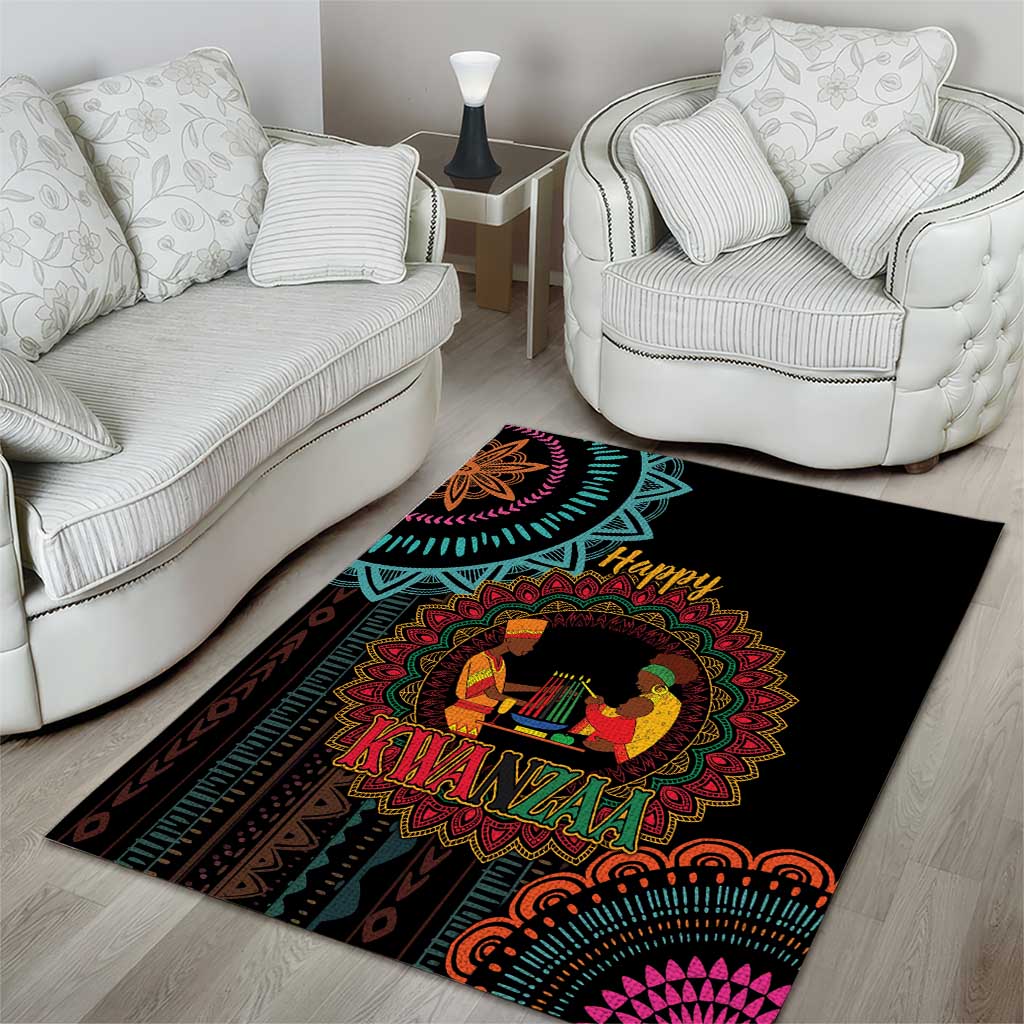 Happy Kwanzaa African Area Rug Mandala Mix Nguzo Saba LT7 - Wonder Print Shop