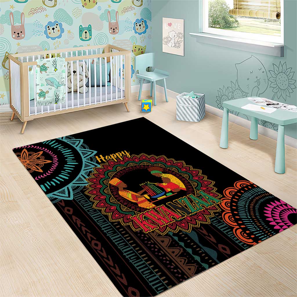Happy Kwanzaa African Area Rug Mandala Mix Nguzo Saba LT7 - Wonder Print Shop