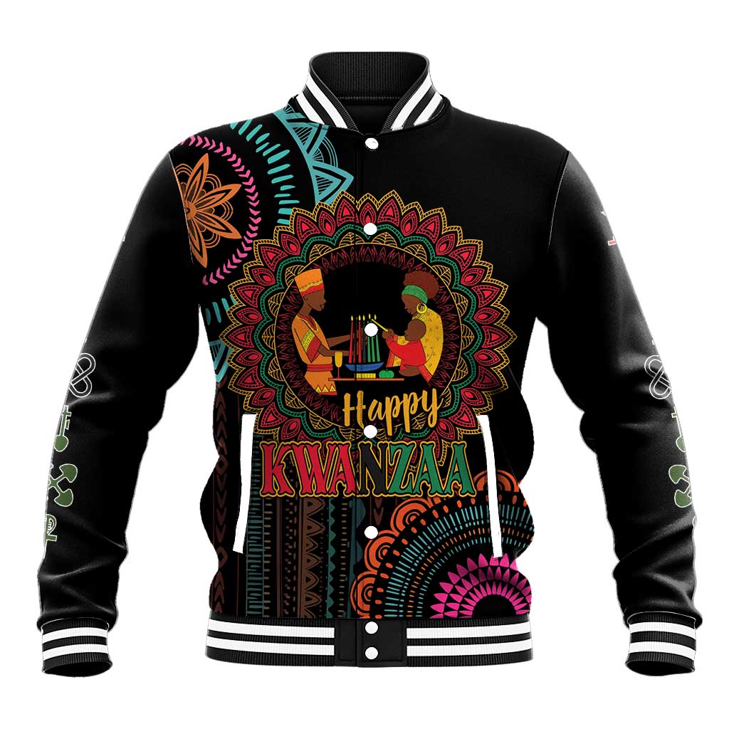 Happy Kwanzaa African Baseball Jacket Mandala Mix Nguzo Saba LT7 - Wonder Print Shop