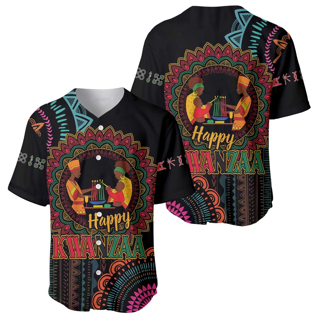Happy Kwanzaa African Baseball Jersey Mandala Mix Nguzo Saba LT7 - Wonder Print Shop
