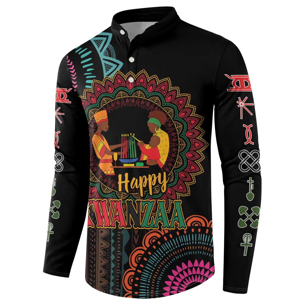Happy Kwanzaa African Button Sweatshirt Mandala Mix Nguzo Saba LT7 - Wonder Print Shop