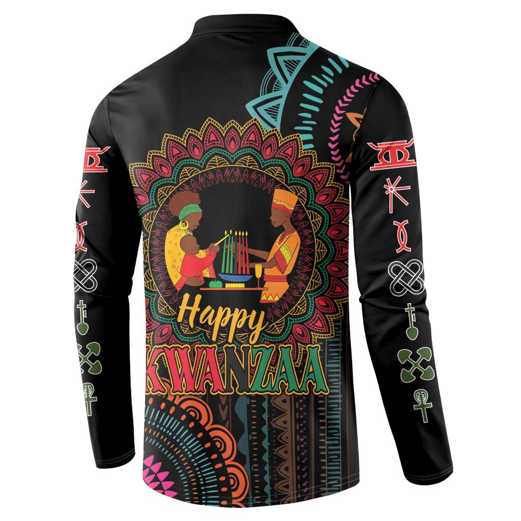 Happy Kwanzaa African Button Sweatshirt Mandala Mix Nguzo Saba LT7 - Wonder Print Shop