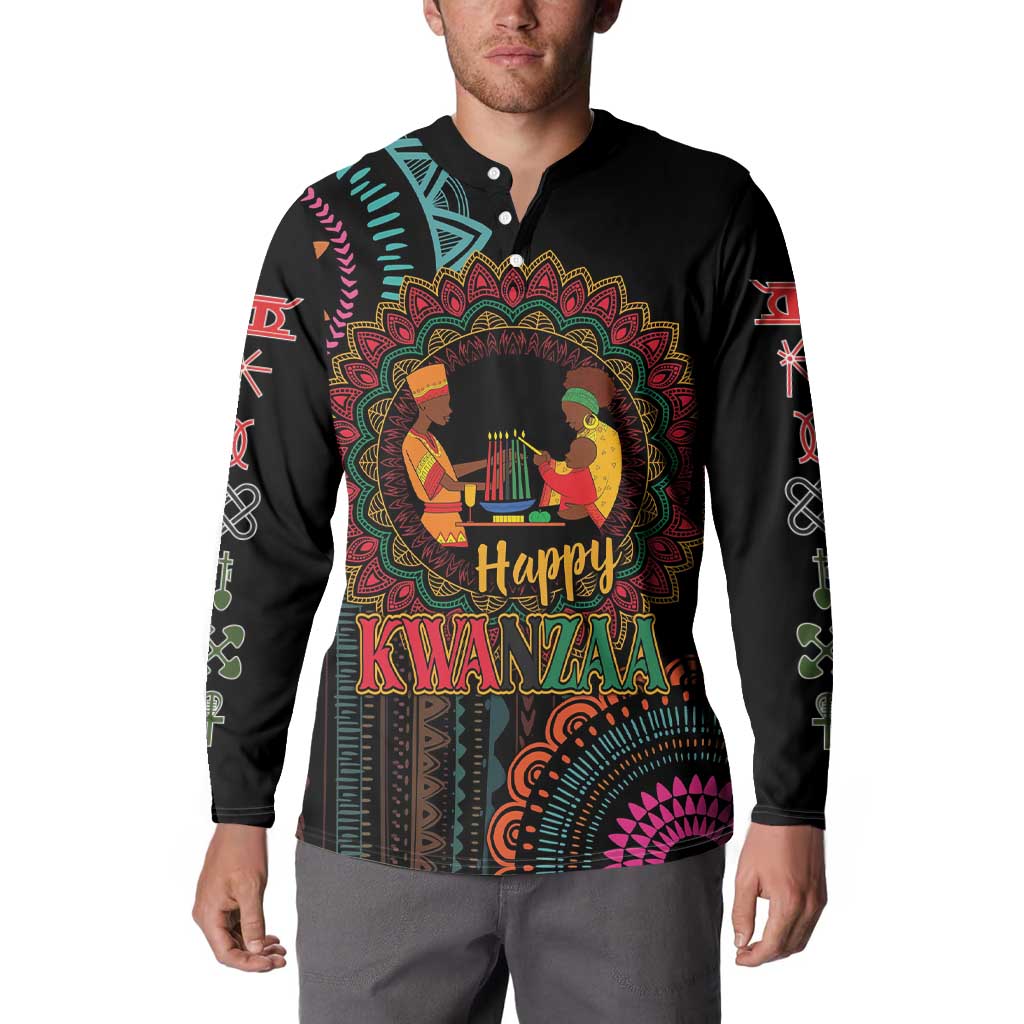 Happy Kwanzaa African Button Sweatshirt Mandala Mix Nguzo Saba LT7 - Wonder Print Shop