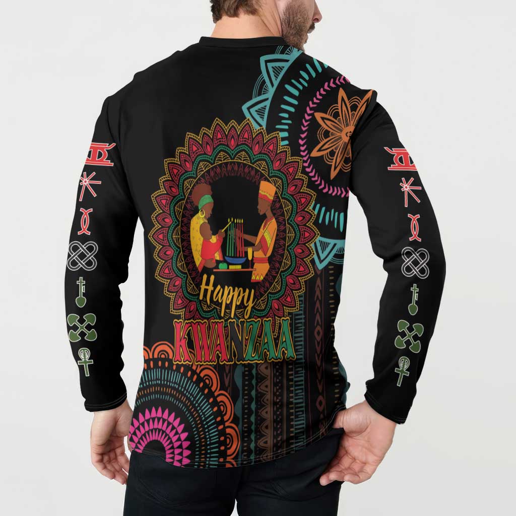 Happy Kwanzaa African Button Sweatshirt Mandala Mix Nguzo Saba LT7 - Wonder Print Shop