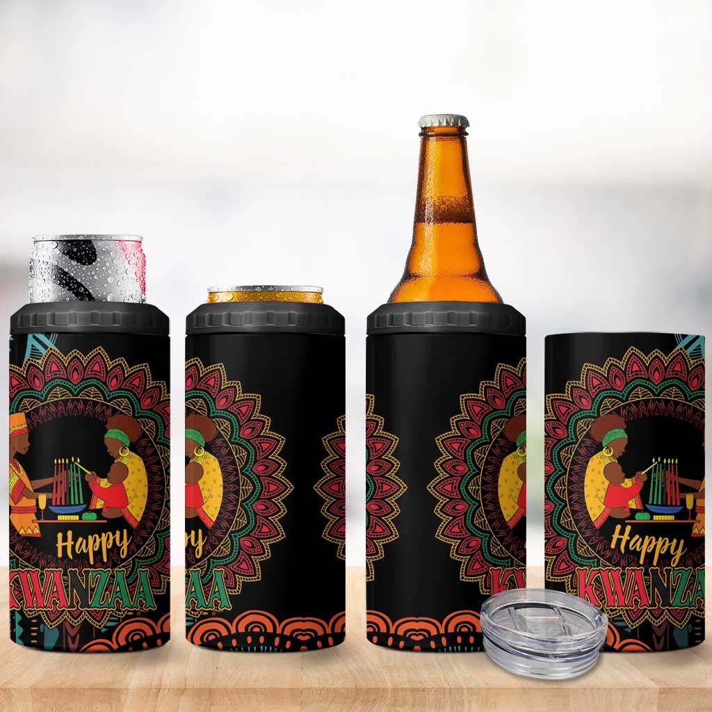 Happy Kwanzaa African 4 in 1 Can Cooler Tumbler Mandala Mix Nguzo Saba LT7 - Wonder Print Shop