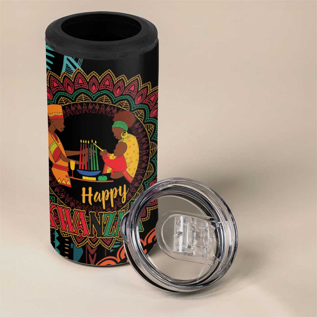 Happy Kwanzaa African 4 in 1 Can Cooler Tumbler Mandala Mix Nguzo Saba LT7 - Wonder Print Shop