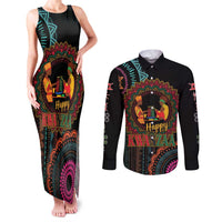 Happy Kwanzaa African Couples Matching Tank Maxi Dress and Long Sleeve Button Shirt Mandala Mix Nguzo Saba LT7 - Wonder Print Shop