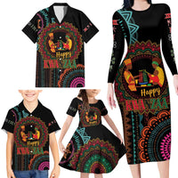 Happy Kwanzaa African Family Matching Long Sleeve Bodycon Dress and Hawaiian Shirt Mandala Mix Nguzo Saba LT7 - Wonder Print Shop