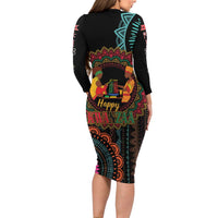 Happy Kwanzaa African Family Matching Long Sleeve Bodycon Dress and Hawaiian Shirt Mandala Mix Nguzo Saba LT7 - Wonder Print Shop