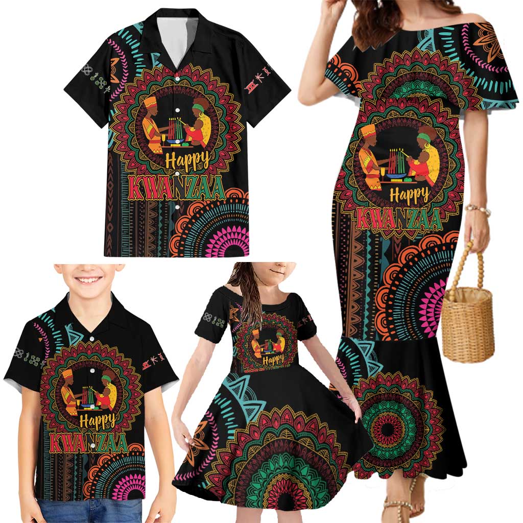 Happy Kwanzaa African Family Matching Mermaid Dress and Hawaiian Shirt Mandala Mix Nguzo Saba LT7 - Wonder Print Shop