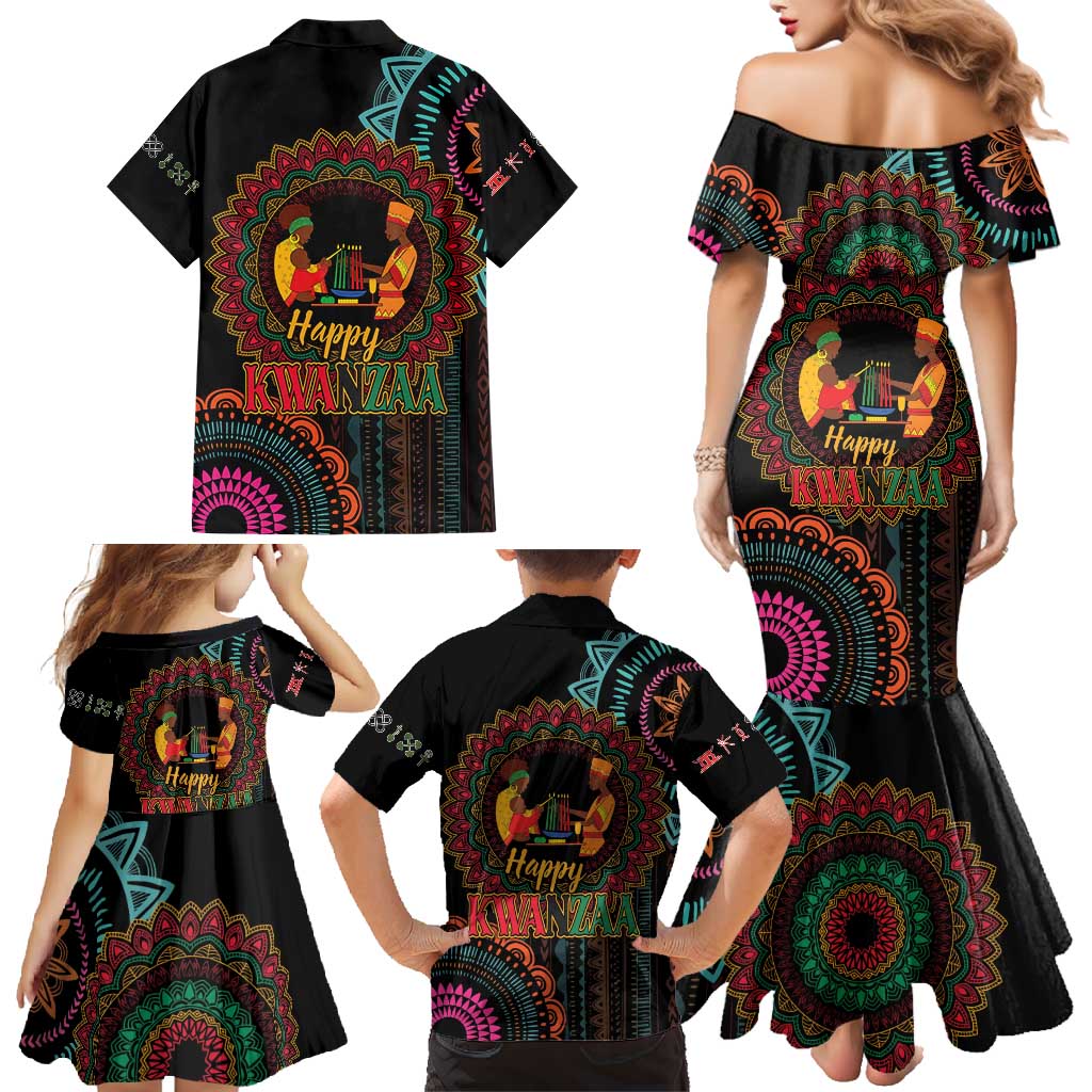 Happy Kwanzaa African Family Matching Mermaid Dress and Hawaiian Shirt Mandala Mix Nguzo Saba LT7 - Wonder Print Shop