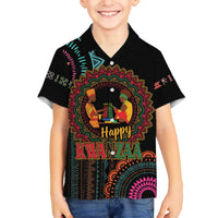 Happy Kwanzaa African Family Matching Off The Shoulder Long Sleeve Dress and Hawaiian Shirt Mandala Mix Nguzo Saba - Wonder Print Shop