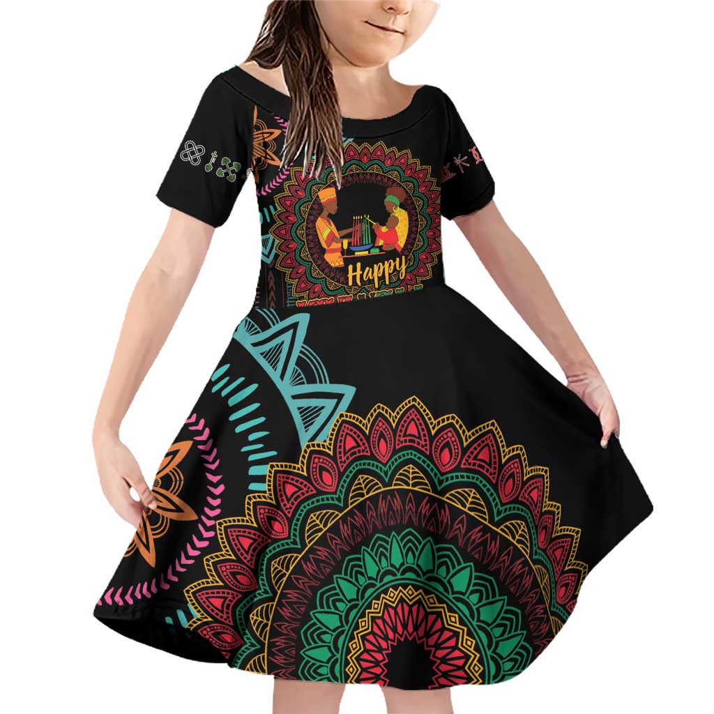 Happy Kwanzaa African Family Matching Off Shoulder Short Dress and Hawaiian Shirt Mandala Mix Nguzo Saba LT7 - Wonder Print Shop