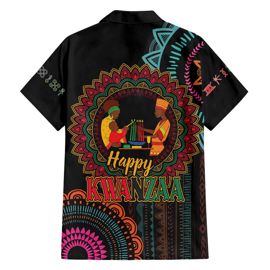 Happy Kwanzaa African Family Matching Off Shoulder Short Dress and Hawaiian Shirt Mandala Mix Nguzo Saba LT7 - Wonder Print Shop