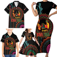 Happy Kwanzaa African Family Matching Short Sleeve Bodycon Dress and Hawaiian Shirt Mandala Mix Nguzo Saba - Wonder Print Shop