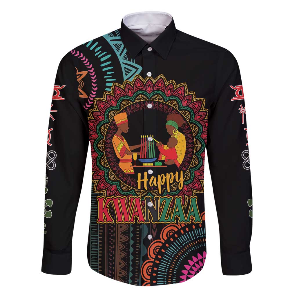 Happy Kwanzaa African Family Matching Summer Maxi Dress and Hawaiian Shirt Mandala Mix Nguzo Saba - Wonder Print Shop