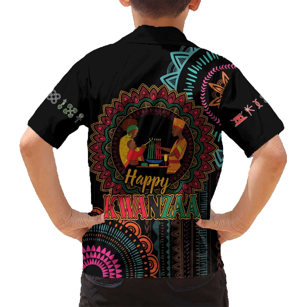 Happy Kwanzaa African Family Matching Tank Maxi Dress and Hawaiian Shirt Mandala Mix Nguzo Saba - Wonder Print Shop