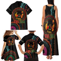 Happy Kwanzaa African Family Matching Tank Maxi Dress and Hawaiian Shirt Mandala Mix Nguzo Saba - Wonder Print Shop
