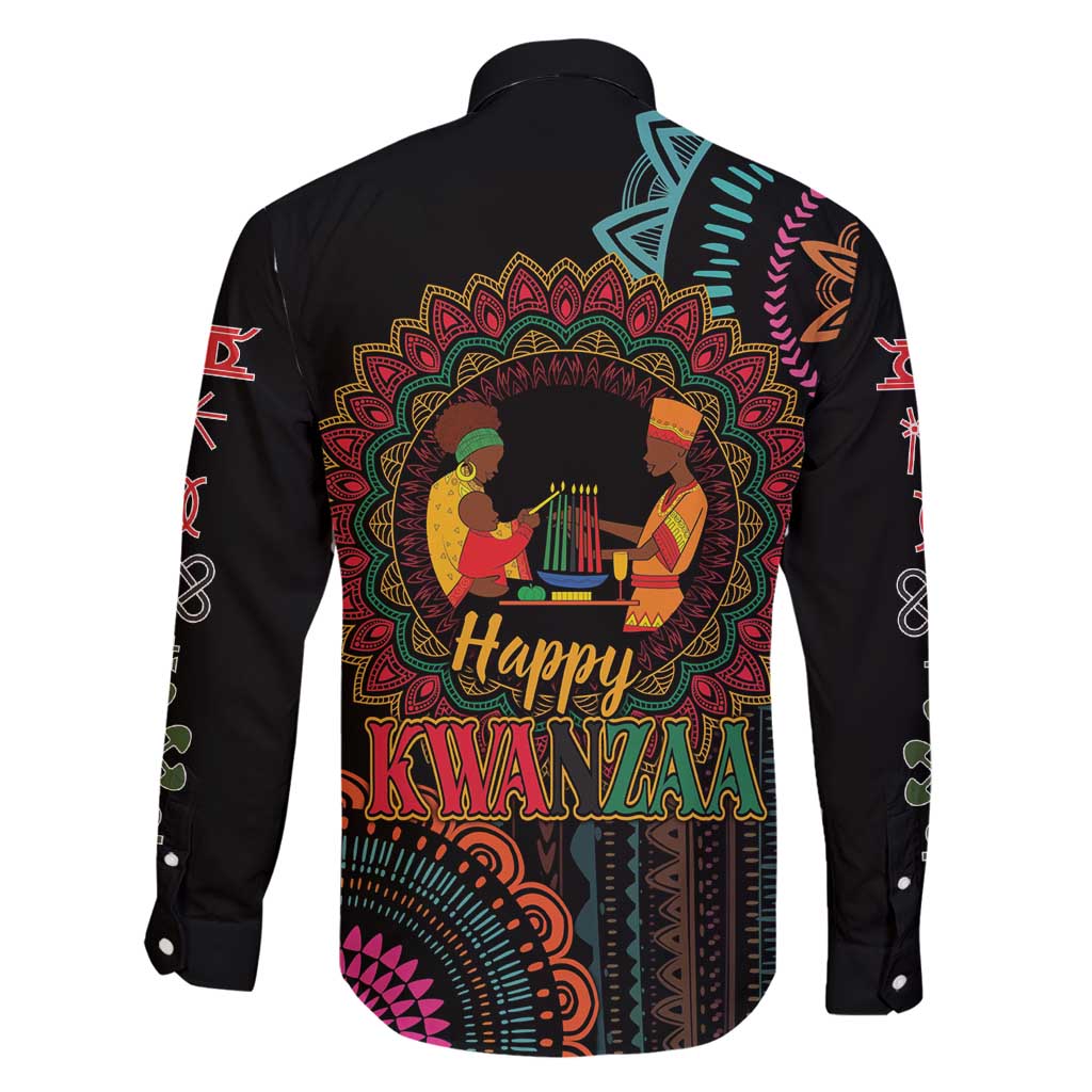 Happy Kwanzaa African Family Matching Tank Maxi Dress and Hawaiian Shirt Mandala Mix Nguzo Saba - Wonder Print Shop