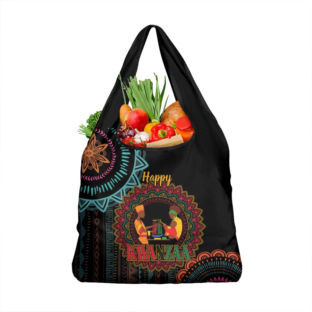 Happy Kwanzaa African Grocery Bag Mandala Mix Nguzo Saba