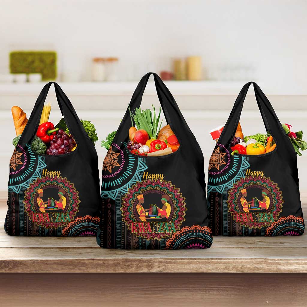 Happy Kwanzaa African Grocery Bag Mandala Mix Nguzo Saba