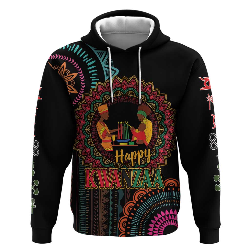 Happy Kwanzaa African Hoodie Mandala Mix Nguzo Saba - Wonder Print Shop