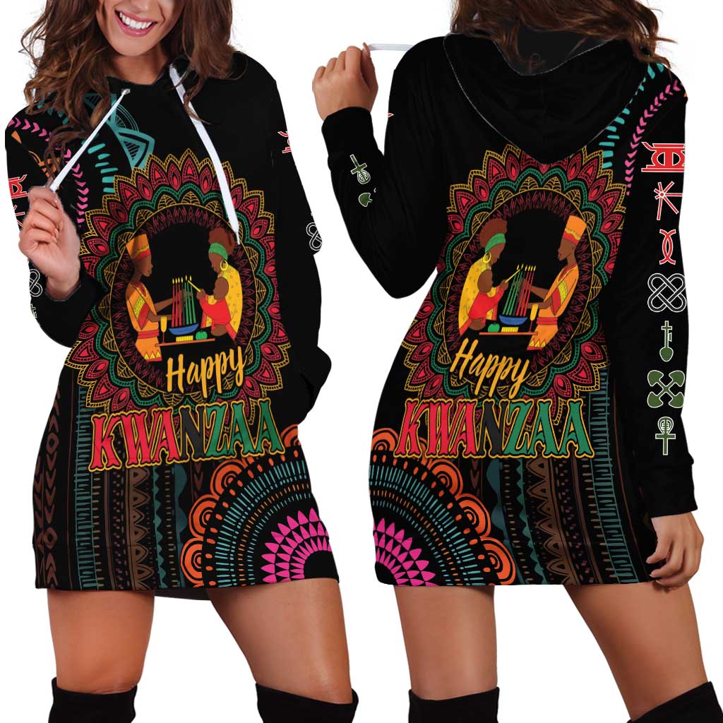 Happy Kwanzaa African Hoodie Dress Mandala Mix Nguzo Saba - Wonder Print Shop