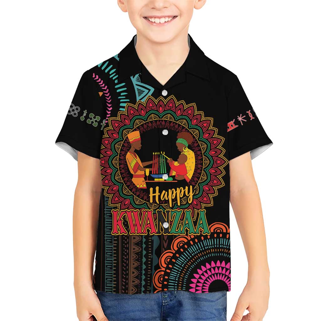 Happy Kwanzaa African Kid Hawaiian Shirt Mandala Mix Nguzo Saba - Wonder Print Shop