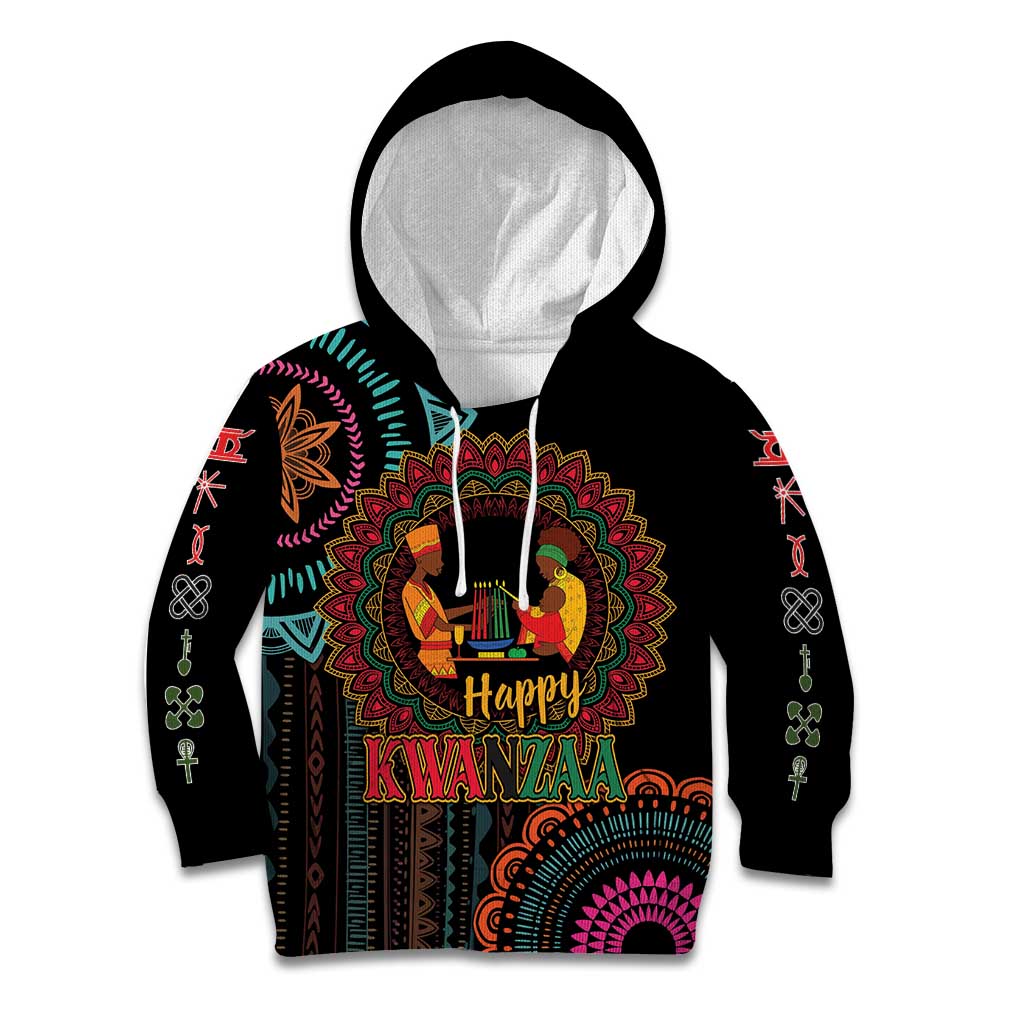 Happy Kwanzaa African Kid Hoodie Mandala Mix Nguzo Saba - Wonder Print Shop