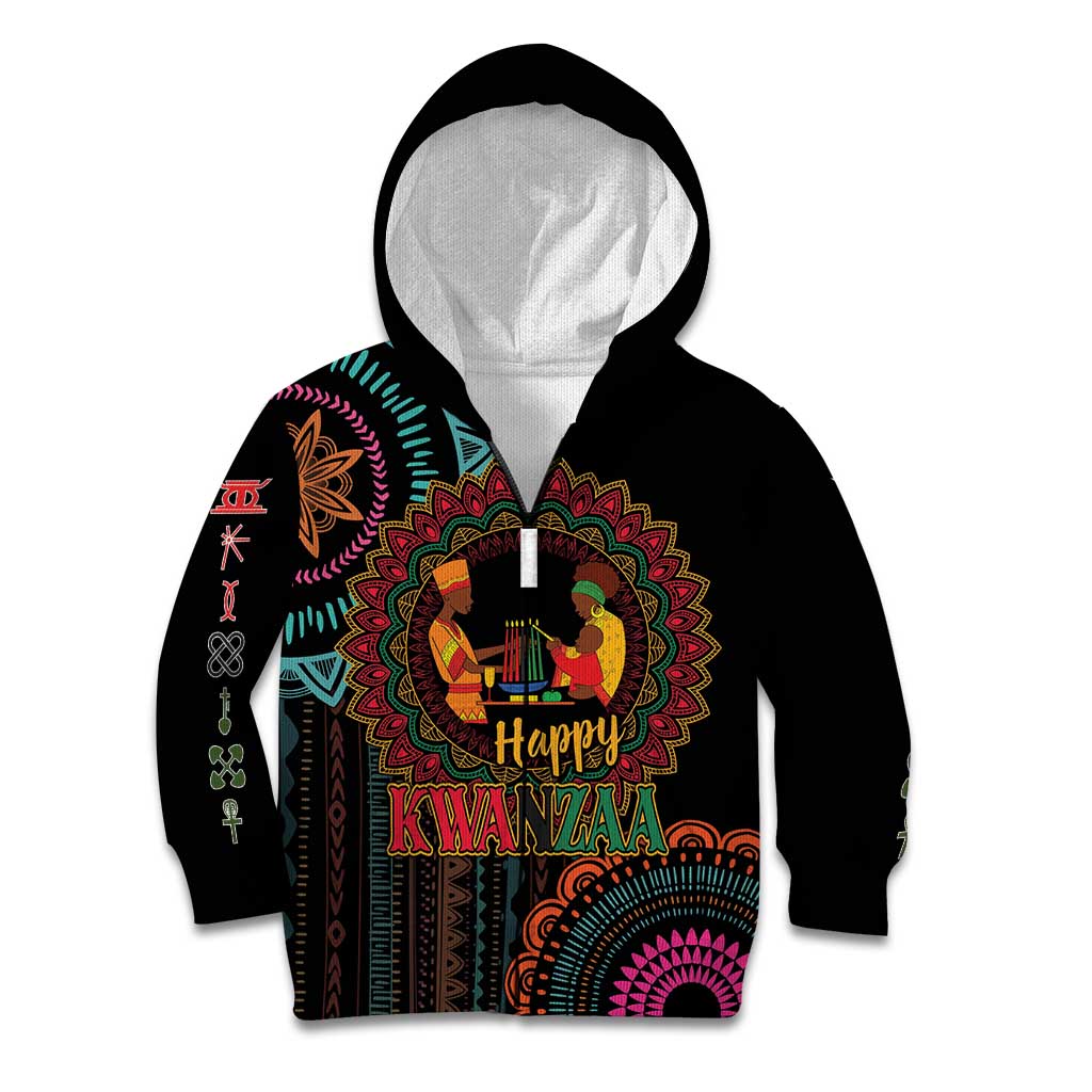 Happy Kwanzaa African Kid Hoodie Mandala Mix Nguzo Saba - Wonder Print Shop