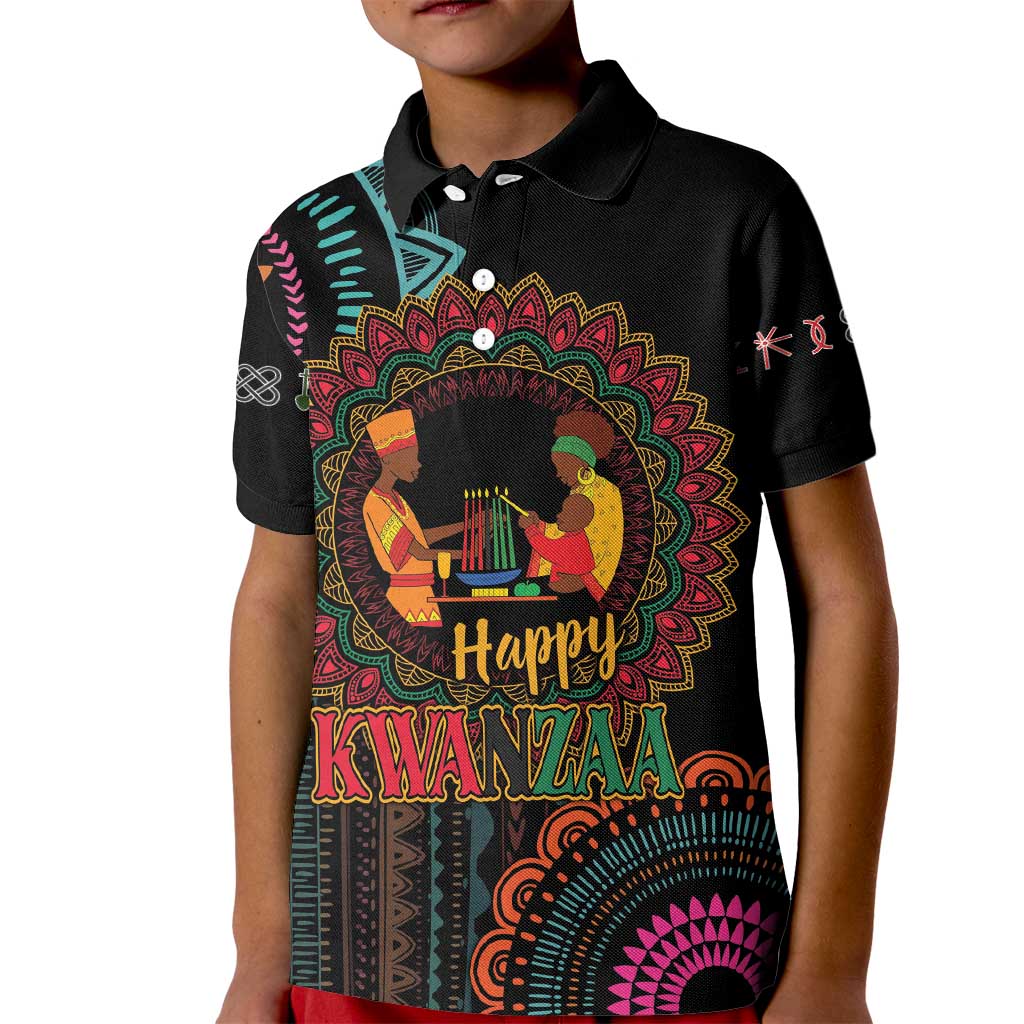 Happy Kwanzaa African Kid Polo Shirt Mandala Mix Nguzo Saba - Wonder Print Shop
