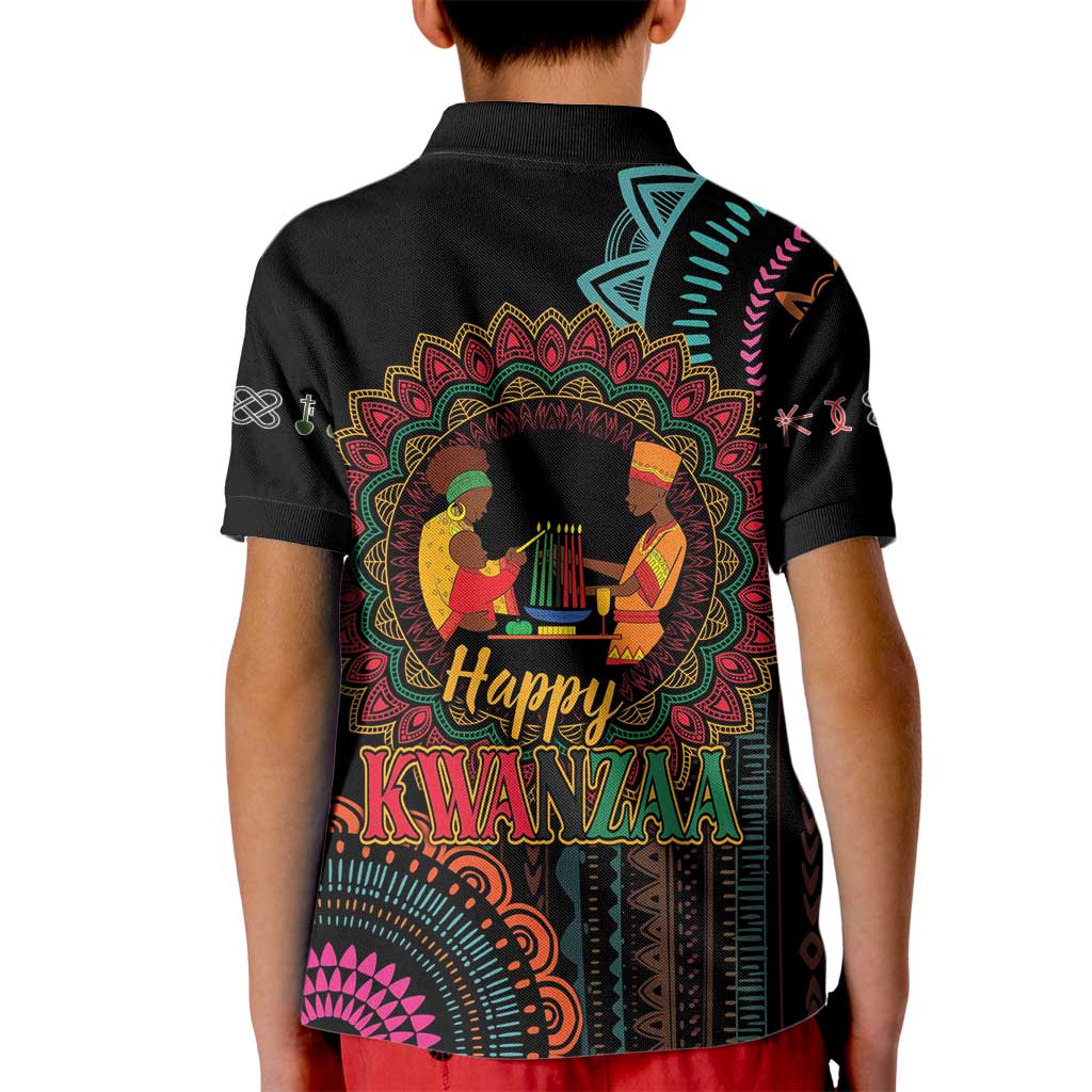 Happy Kwanzaa African Kid Polo Shirt Mandala Mix Nguzo Saba - Wonder Print Shop
