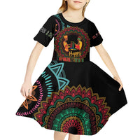 Happy Kwanzaa African Kid Short Sleeve Dress Mandala Mix Nguzo Saba - Wonder Print Shop