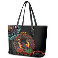 Happy Kwanzaa African Leather Tote Bag Mandala Mix Nguzo Saba - Wonder Print Shop